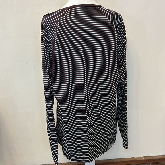 Patagonia burgundy striped long sleeve Polartec Midweight  tee Size XL EUC - Picture 6 of 11